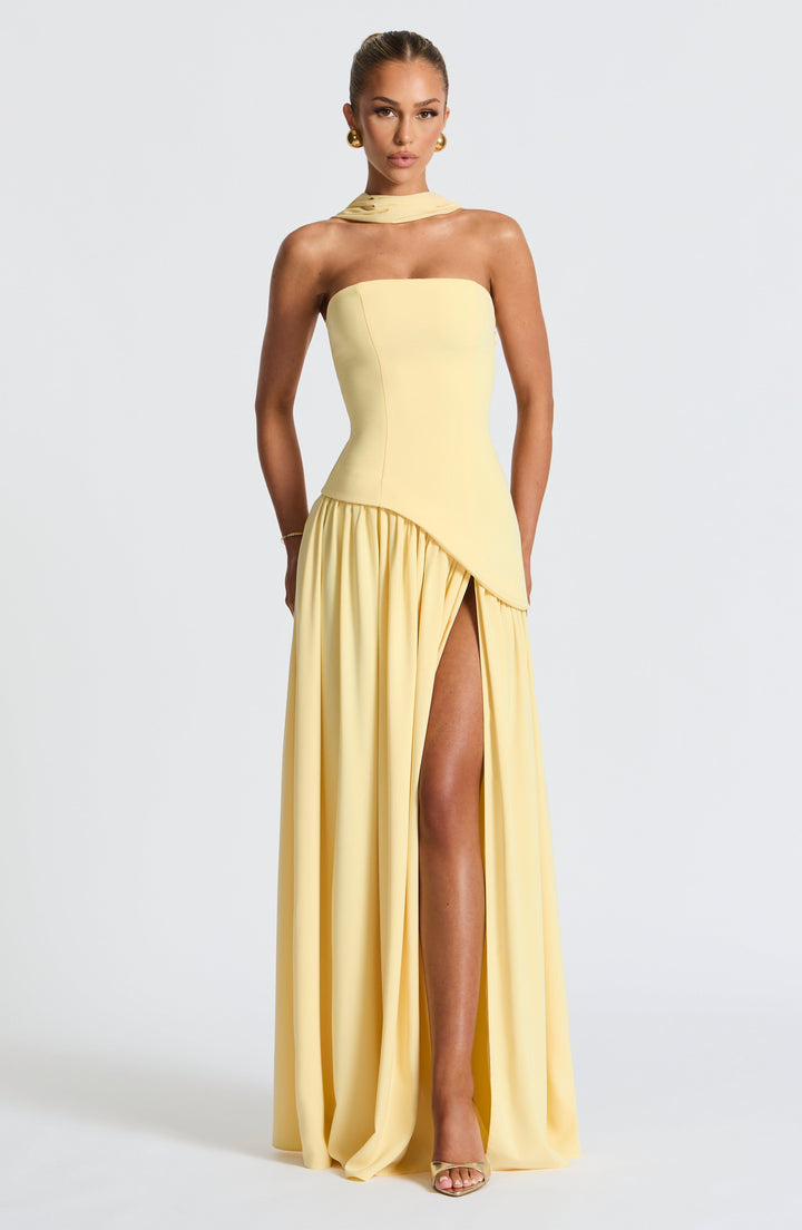 Trägerloses Kleid Damen Maxi | Asymmetrisches Kleid Damen Frontschlitz | Abendkleid Damen Lang Schnürung