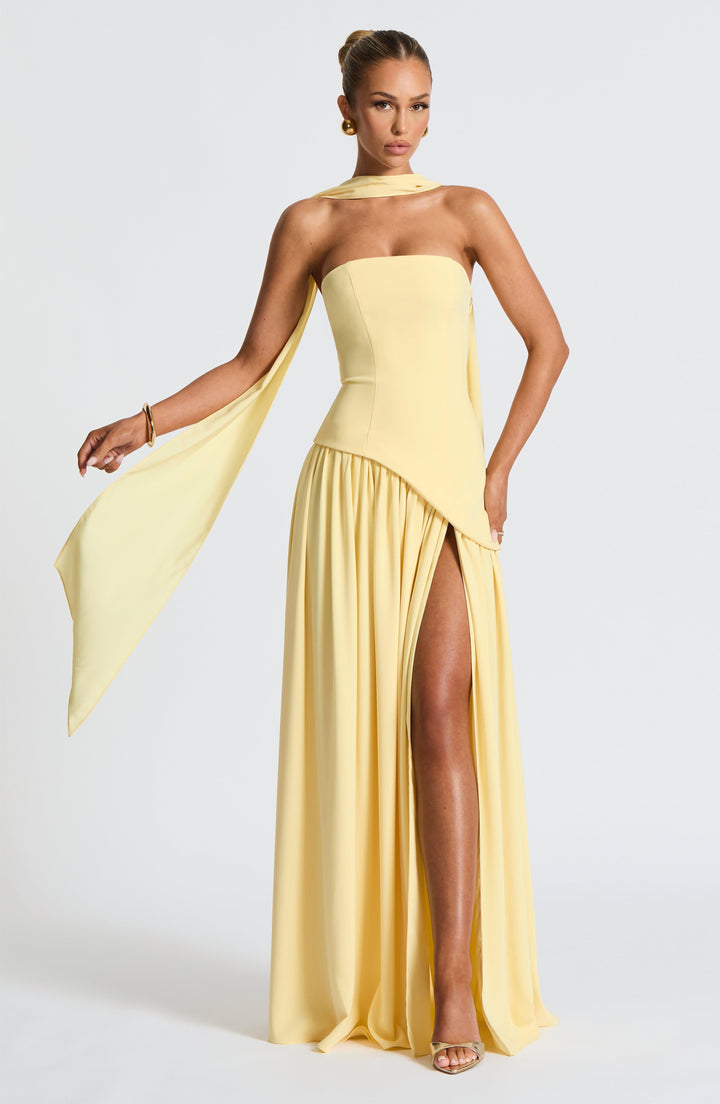 Trägerloses Kleid Damen Maxi | Asymmetrisches Kleid Damen Frontschlitz | Abendkleid Damen Lang Schnürung