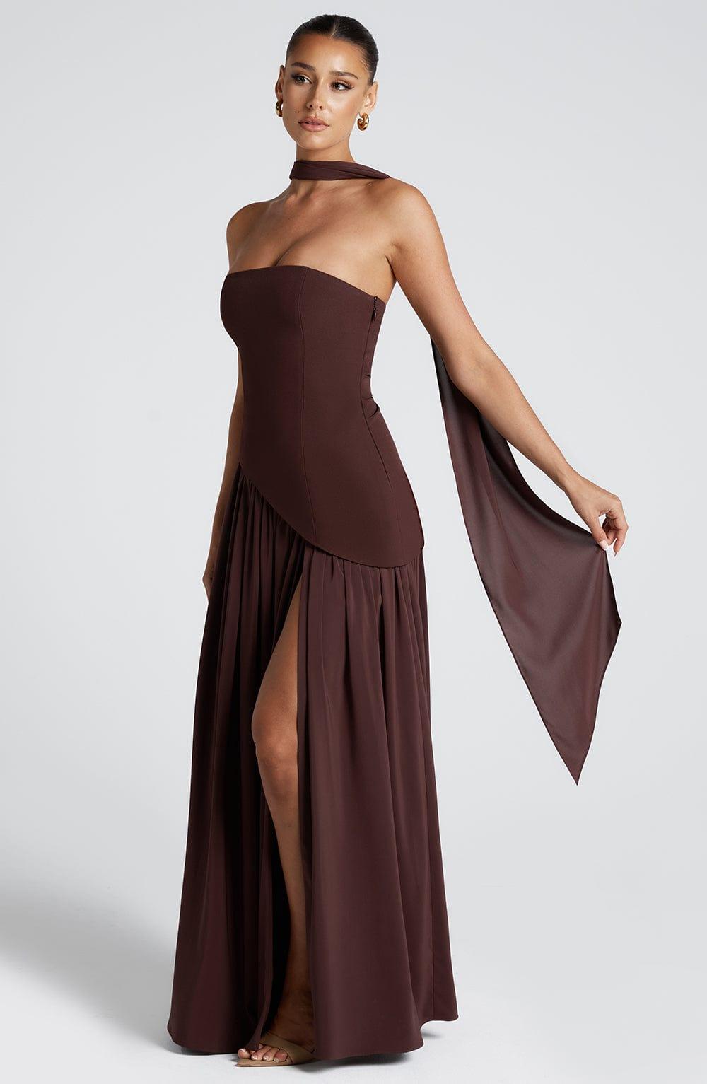 Trägerloses Kleid Damen Maxi | Asymmetrisches Kleid Damen Frontschlitz | Abendkleid Damen Lang Schnürung