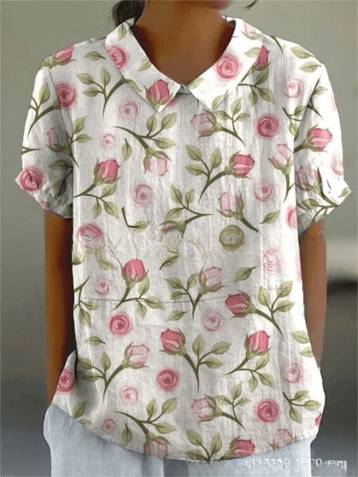 Blumenbluse Damen Leicht | Sommerbluse Feminin | Lässige Blusenbluse Floral
