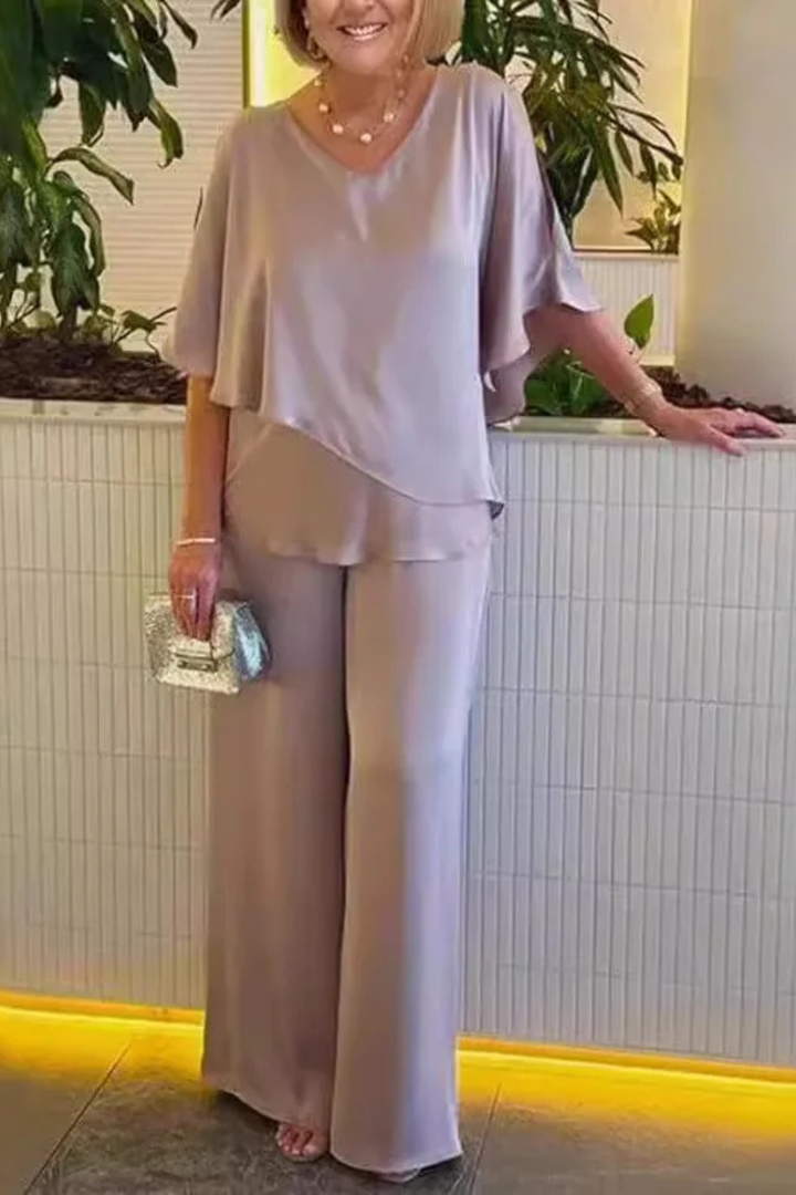 Zweiteiler Damen Elegant Weites Bein | Hosenset Damen Fledermausärmel Sommer | Damen Set Festlich Koordiniert