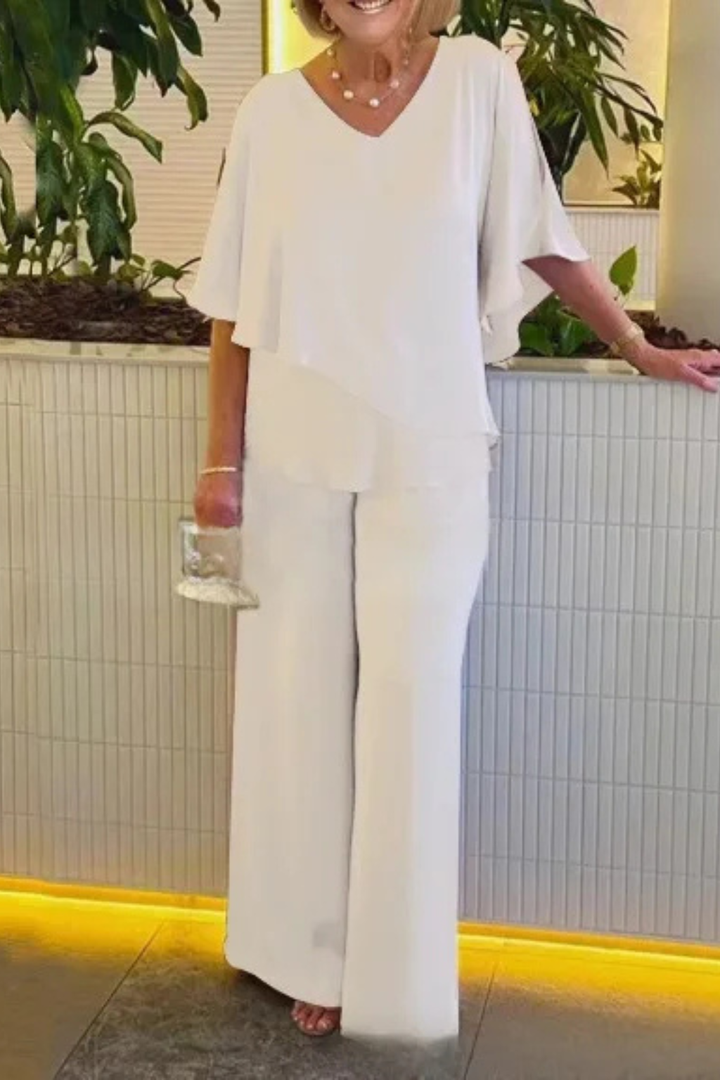 Zweiteiler Damen Elegant Weites Bein | Hosenset Damen Fledermausärmel Sommer | Damen Set Festlich Koordiniert