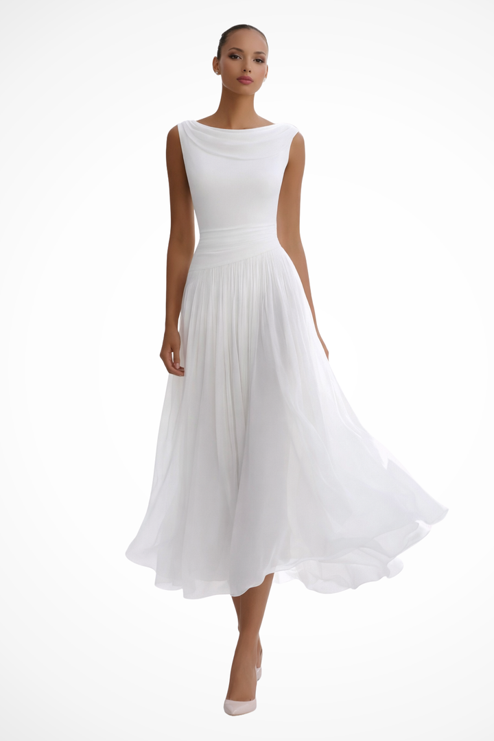 Festliche Kleider Damen Midi | Ärmellos Kleid Damen Plissee | Elegantes Midikleid Hochzeitsgast