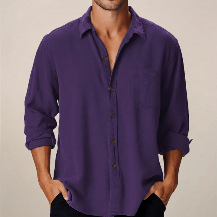 Hemd Herren Langarm Business | Männer Knopfhemd Klassisch | Smart Casual Shirt Strukturiert