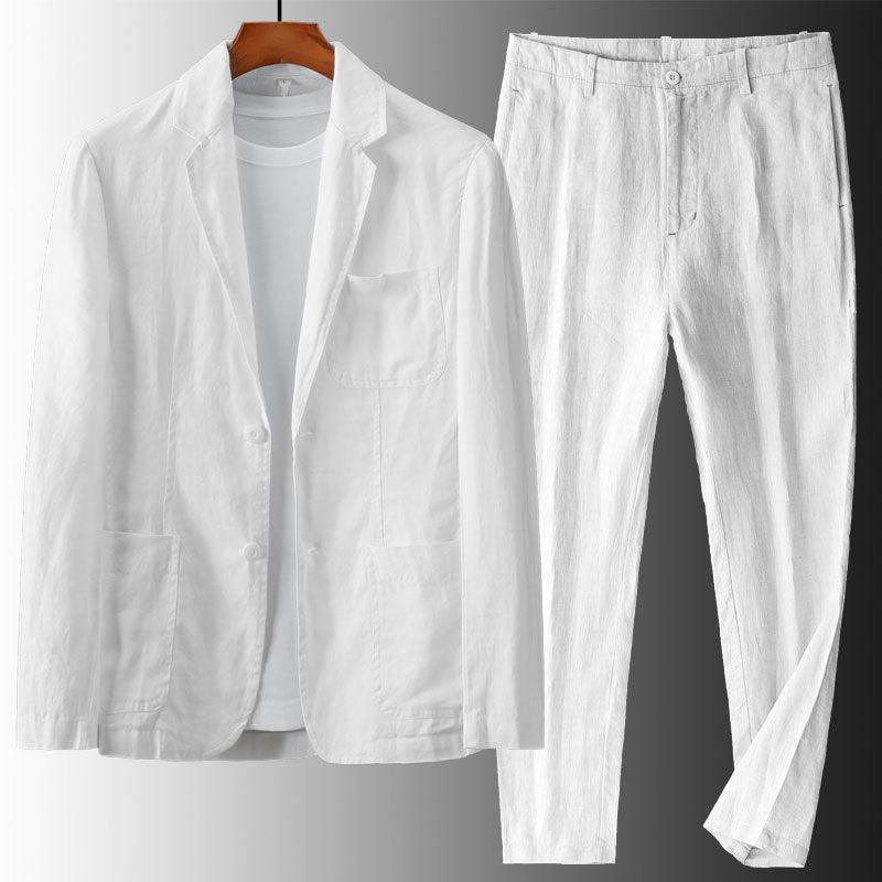 Leinenanzug Herren Sommer | Herren Anzug Set Leinen Locker | Zweiteiler Herren Sommer Formal