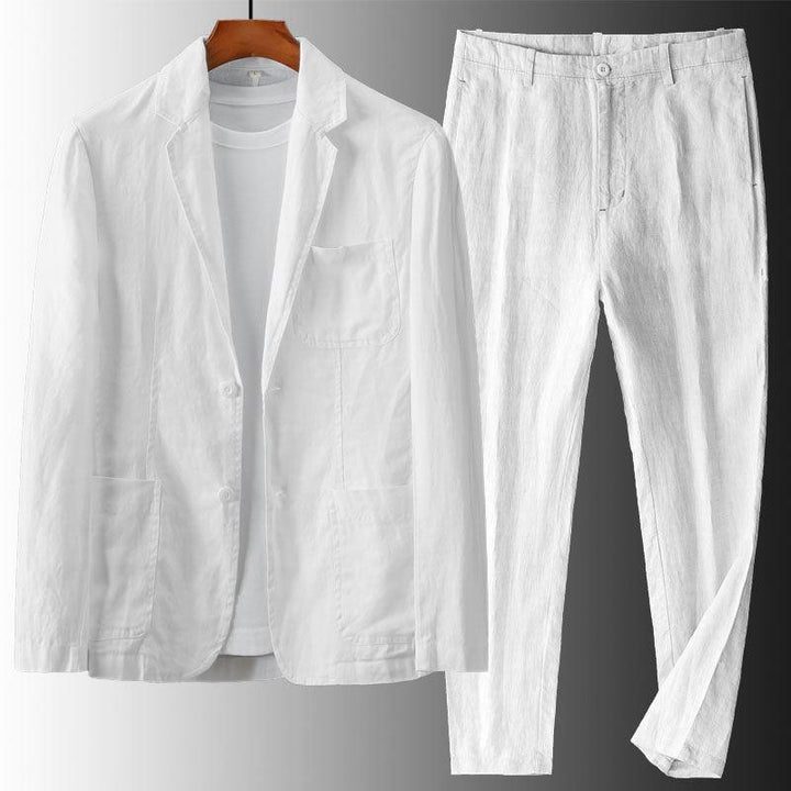 Leinenanzug Herren Sommer | Herren Anzug Set Leinen Locker | Zweiteiler Herren Sommer Formal