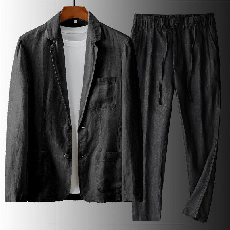 Leinenanzug Herren Sommer | Herren Anzug Set Leinen Locker | Zweiteiler Herren Sommer Formal