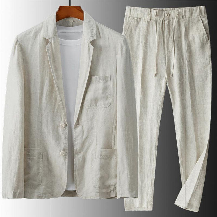 Leinenanzug Herren Sommer | Herren Anzug Set Leinen Locker | Zweiteiler Herren Sommer Formal