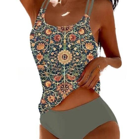 Hera Women's Bikini | Retro High-Cut Beach Print 0