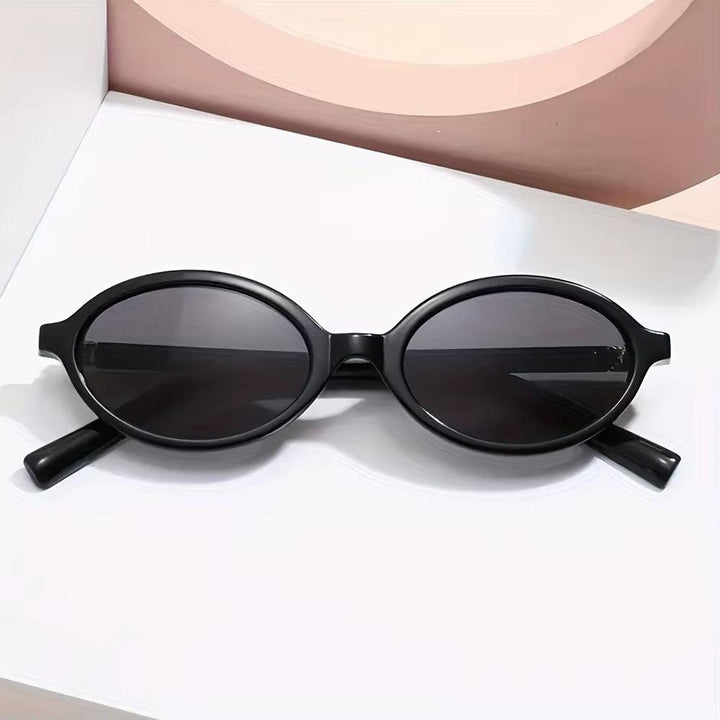 Sonnenbrille Damen Oval Retro | Acetat Gold Akzente UV400 | Vintage Modern Sommer