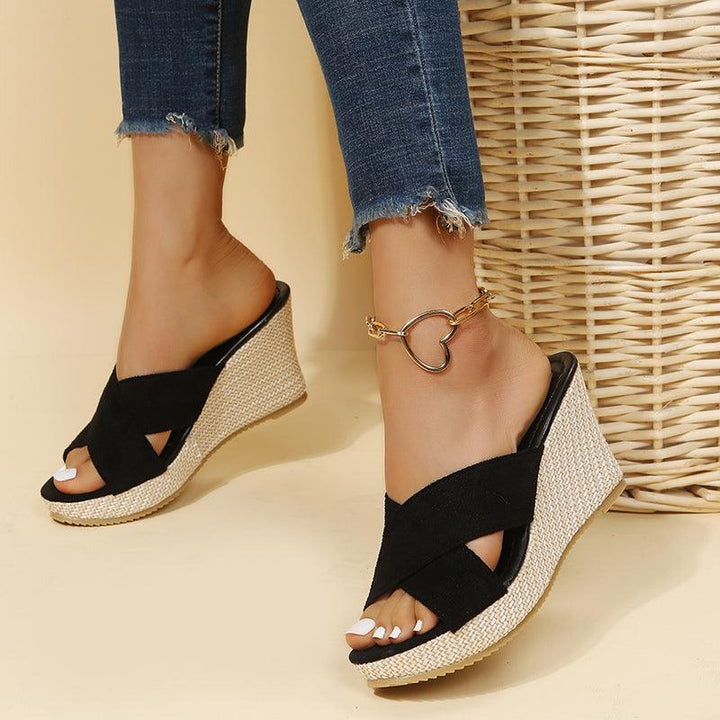 Sandalen Damen Plateau | Keilsandalen mit Riemen | Sommerschuhe Damen Elegant