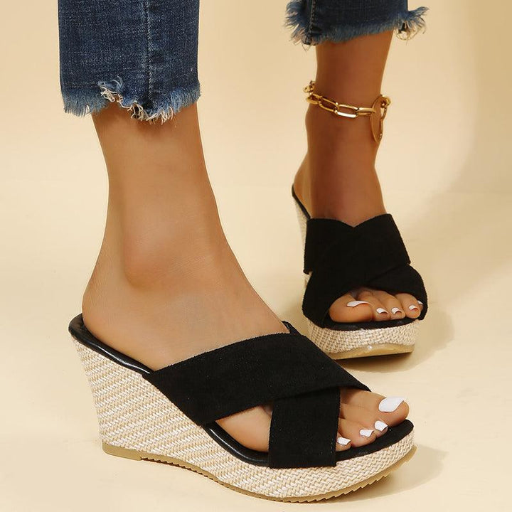 Sandalen Damen Plateau | Keilsandalen mit Riemen | Sommerschuhe Damen Elegant