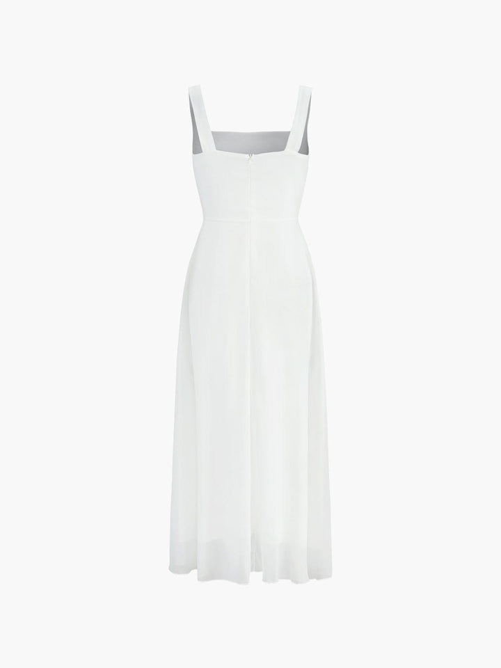 Cocktailkleid Damen A-Linie | Midirock Kleid Damen Eckiger Ausschnitt | Festkleid Damen Weiss Schwarz