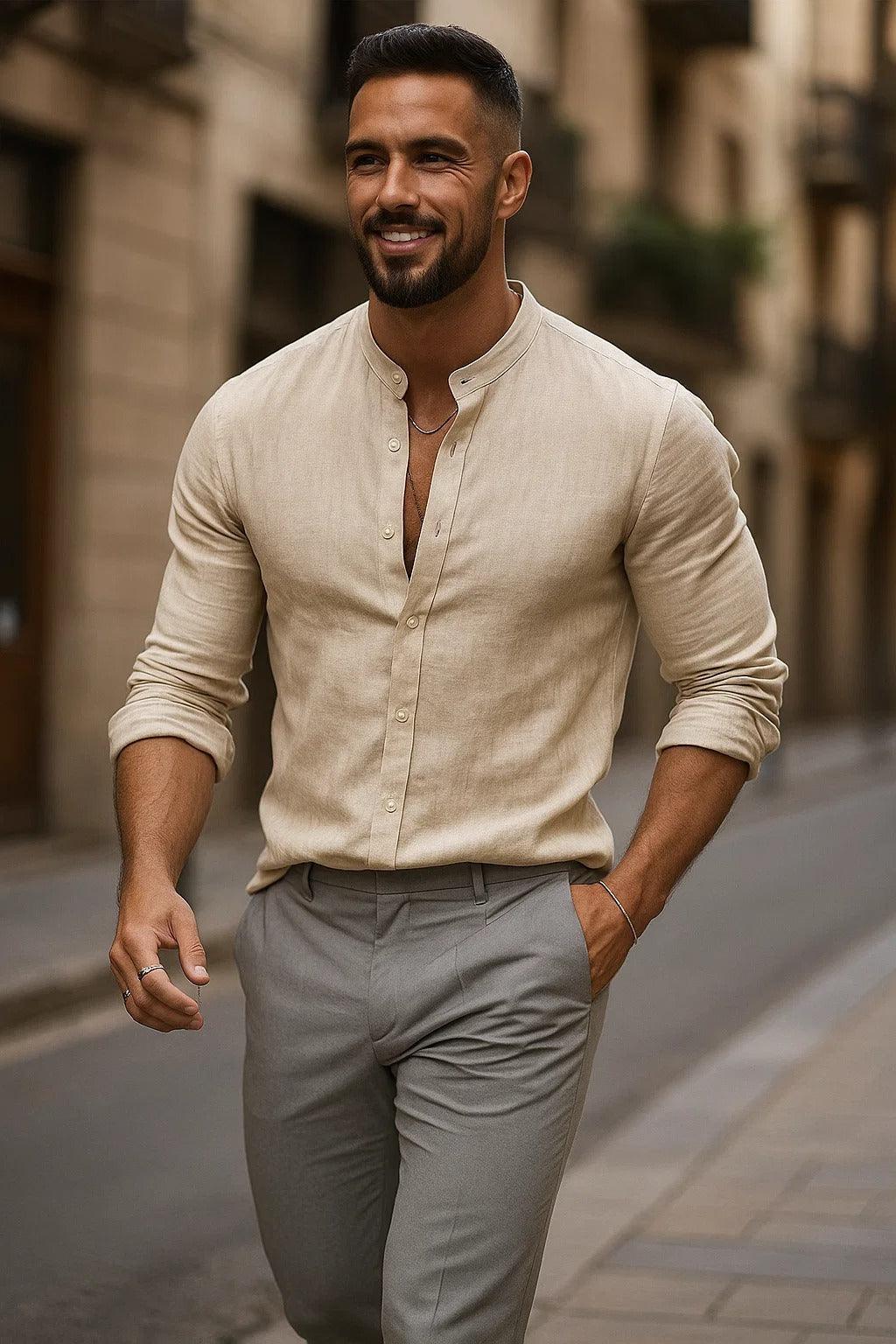 Hemd Herren 3/4 Ärmel | Männer Freizeithemd Locker | Casual Shirt Halbarm Vielfarbig