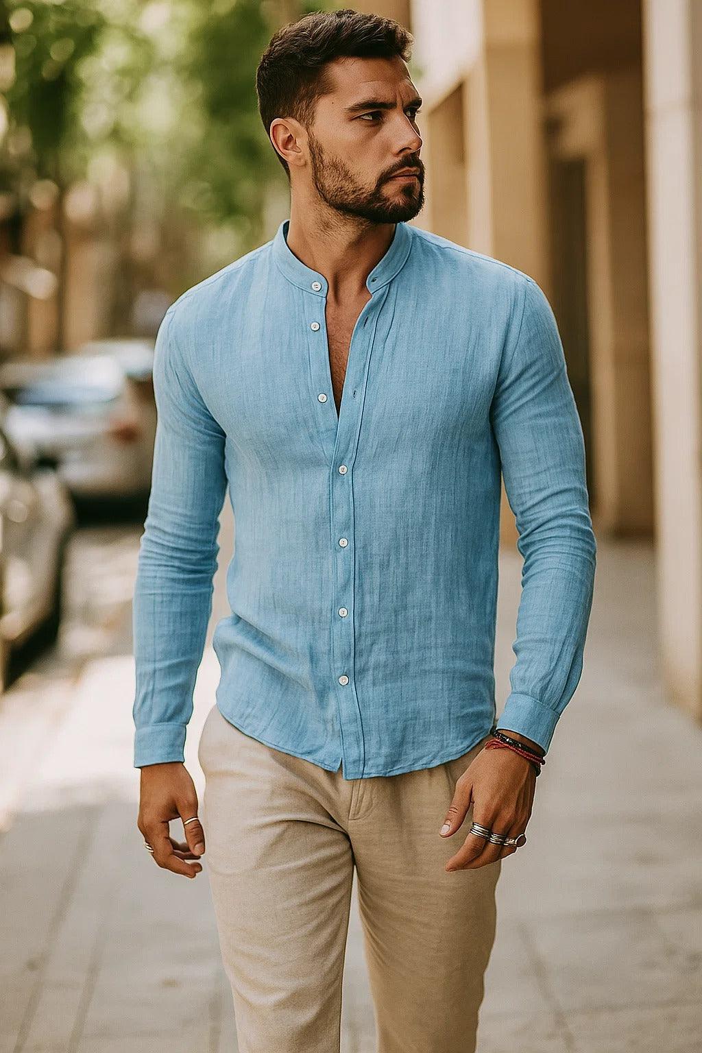 Hemd Herren 3/4 Ärmel | Männer Freizeithemd Locker | Casual Shirt Halbarm Vielfarbig