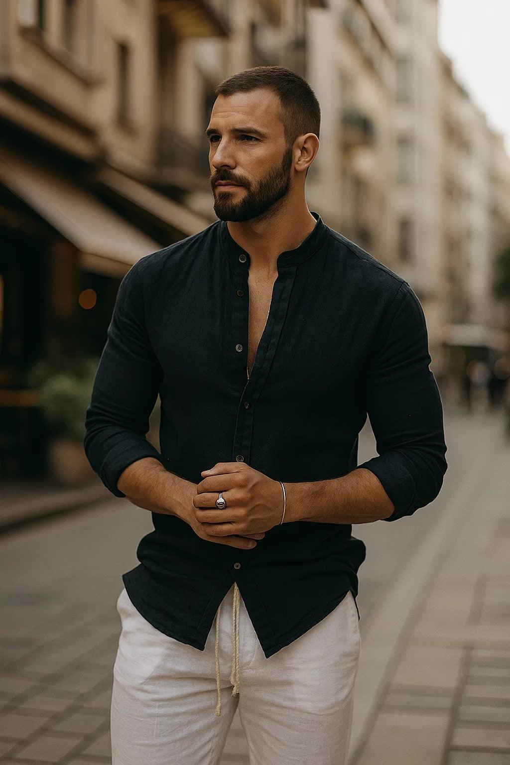 Hemd Herren 3/4 Ärmel | Männer Freizeithemd Locker | Casual Shirt Halbarm Vielfarbig