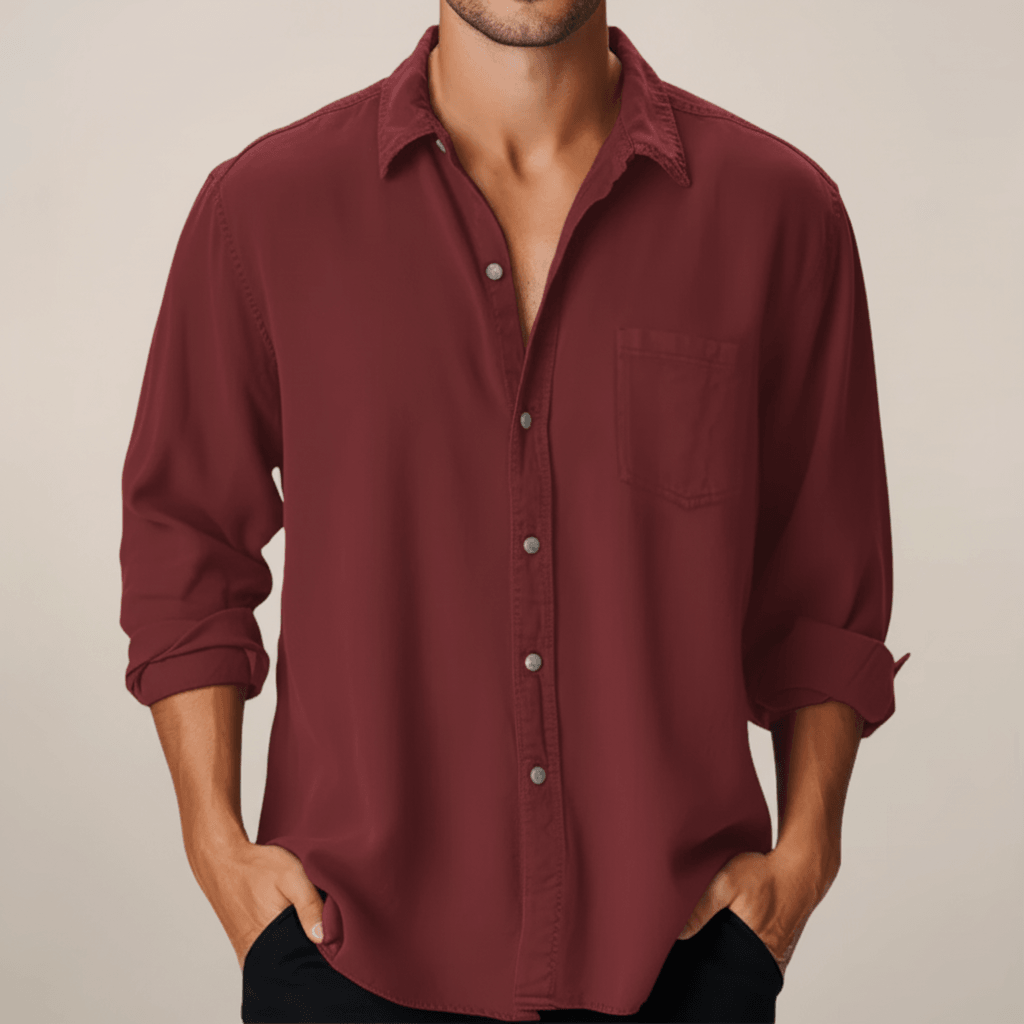 Hemd Herren Langarm Business | Männer Knopfhemd Klassisch | Smart Casual Shirt Strukturiert