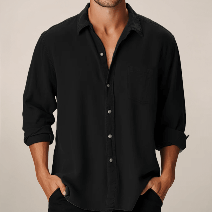 Hemd Herren Langarm Business | Männer Knopfhemd Klassisch | Smart Casual Shirt Strukturiert