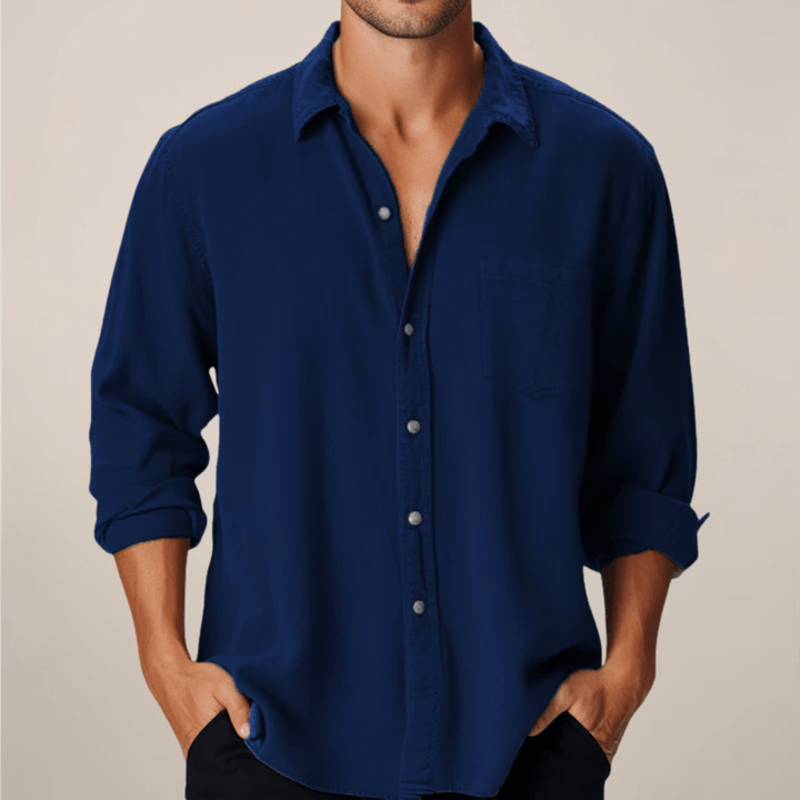 Hemd Herren Langarm Business | Männer Knopfhemd Klassisch | Smart Casual Shirt Strukturiert