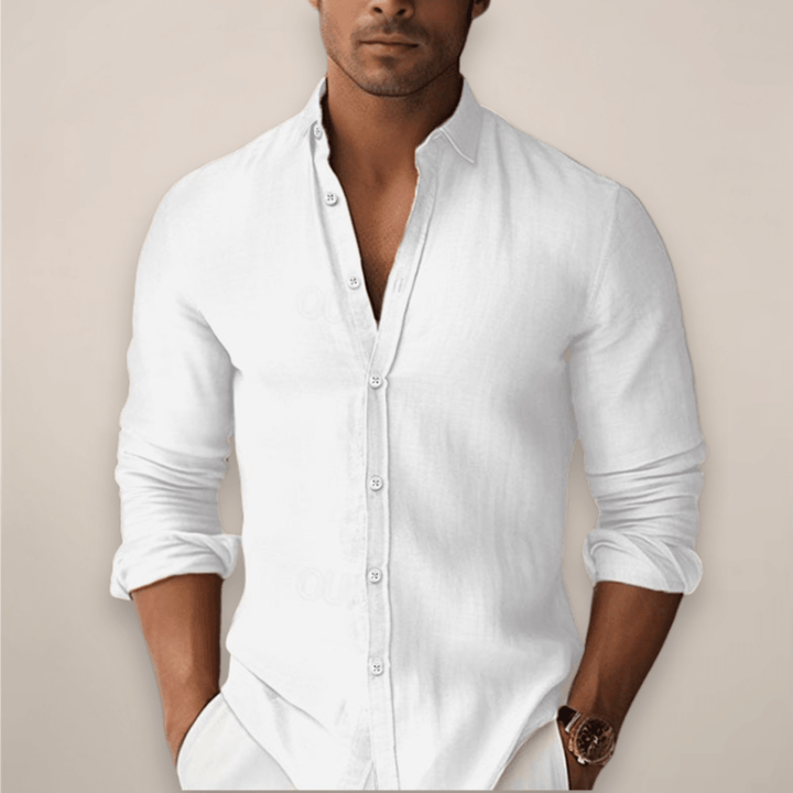 Sommerhemd Herren Leinenmischung | Männer Kurzarmhemd Raffiniert | Casual Knopfhemd Elegant