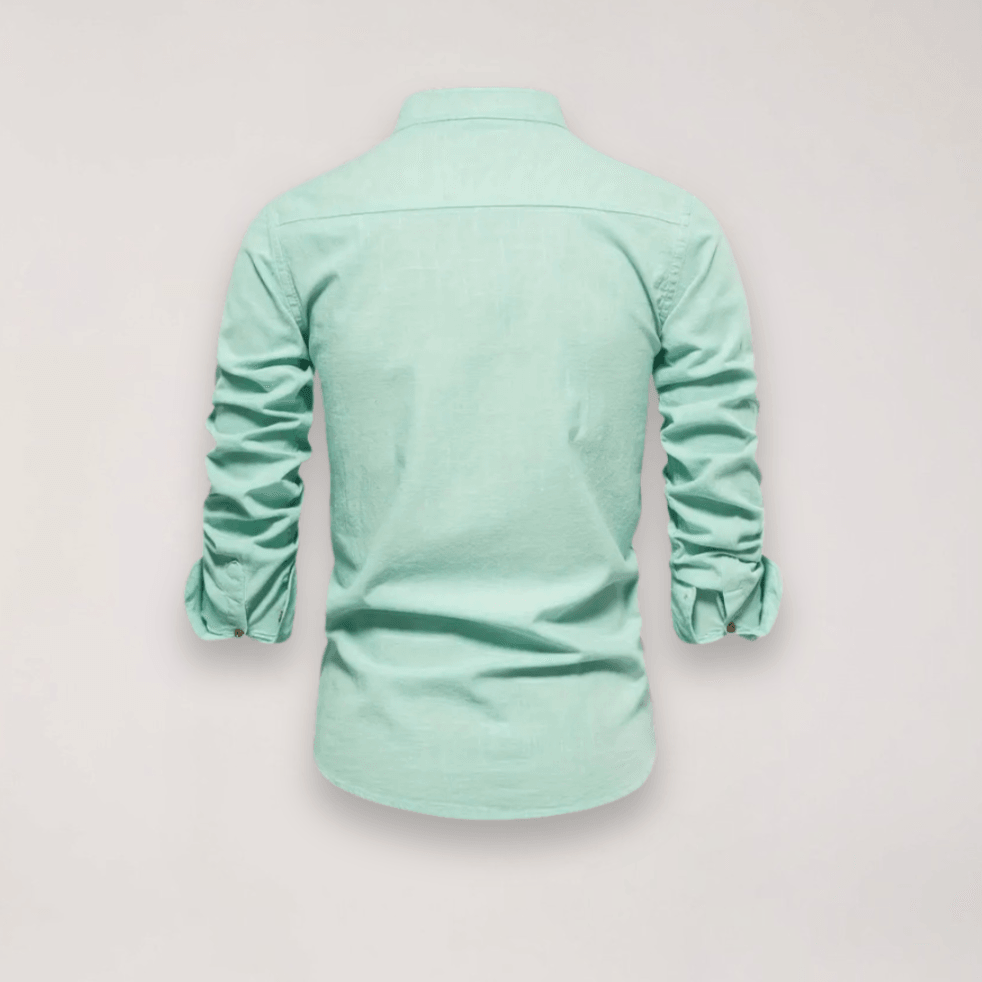Hemd Herren Stehkragen Stickerei | Männer Langarmhemd Edel | Smart Casual Knopfhemd Einfarbig