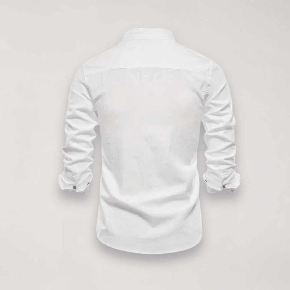 Hemd Herren Stehkragen Stickerei | Männer Langarmhemd Edel | Smart Casual Knopfhemd Einfarbig