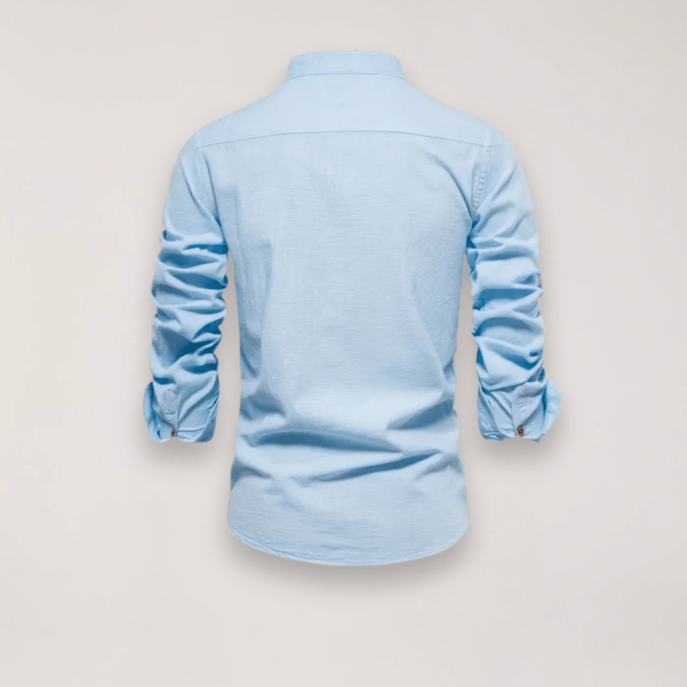 Hemd Herren Stehkragen Stickerei | Männer Langarmhemd Edel | Smart Casual Knopfhemd Einfarbig