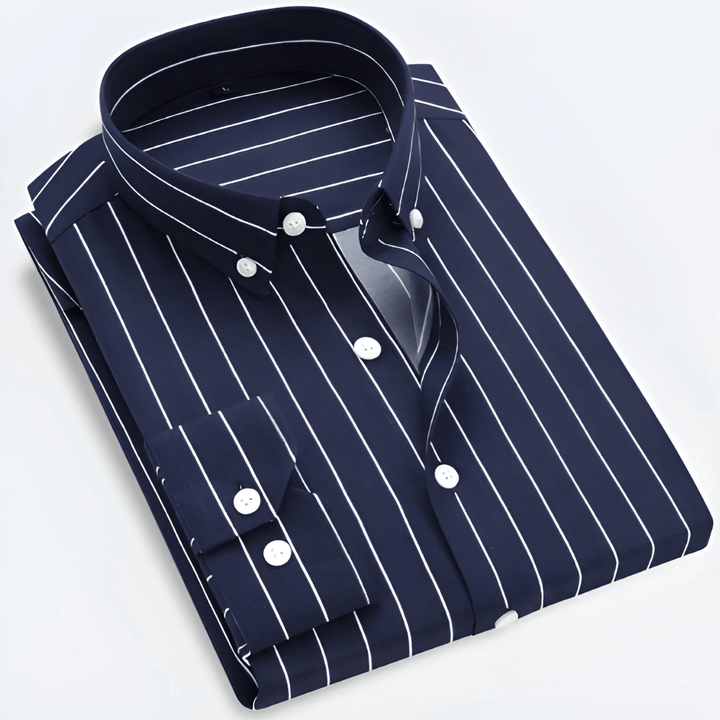 Streifenhemd Herren Vertikal Business | Männer Knopfhemd Mehrfarbig | Smart Casual Langarm Edel