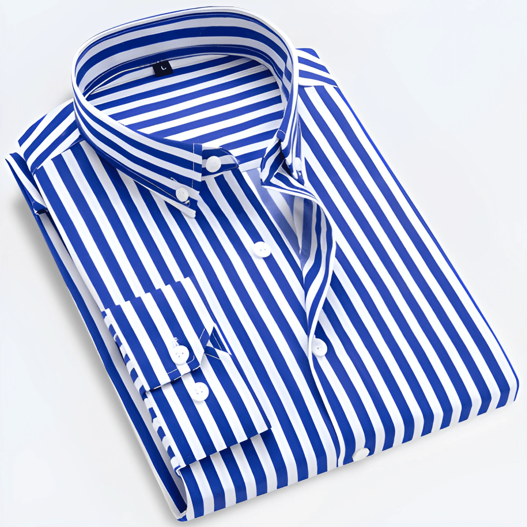 Streifenhemd Herren Vertikal Business | Männer Knopfhemd Mehrfarbig | Smart Casual Langarm Edel
