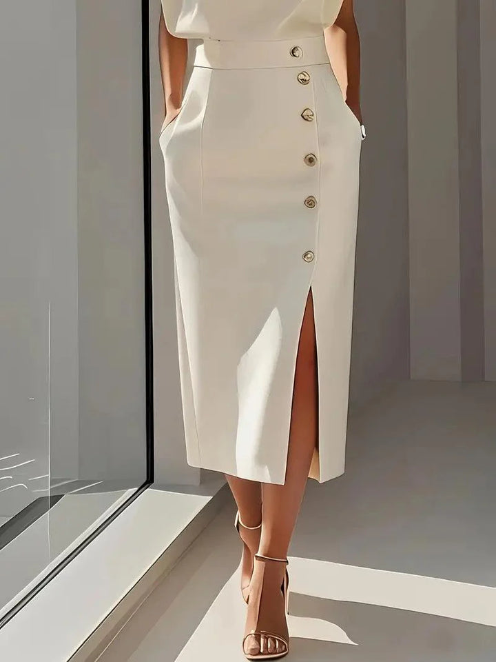 Bleistiftkleid Damen Midi Knöpfe | Ärmellos Kleid Damen Strukturiert | Kleider Damen Elegant Business
