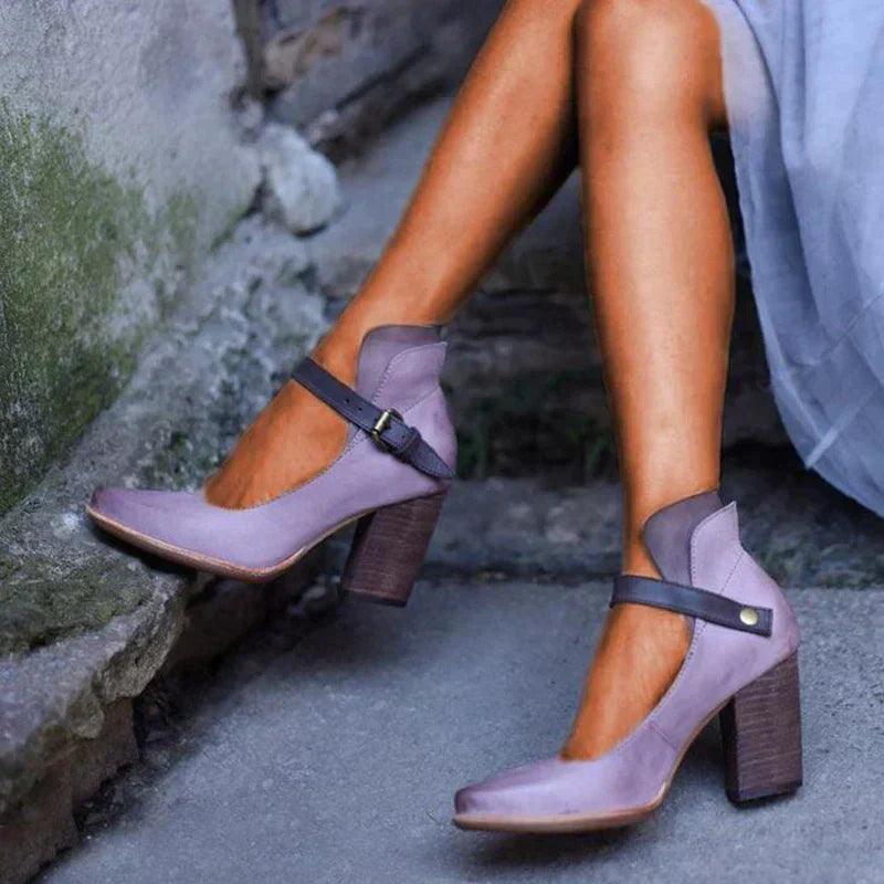 Sandalen mit Absatz Damen Geschlossen | Absatzschuhe Damen Knöchelriemen | Elegante Pumps Damen Riemen