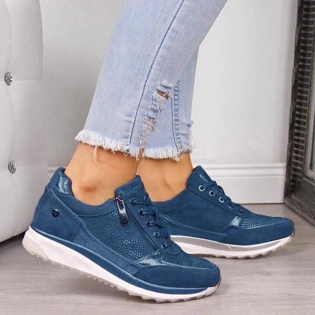 Sneaker Damen Atmungsaktiv Mesh Slipper | Damen Turnschuhe Komfort Reissverschluss | Freizeitschuhe Damen Leicht