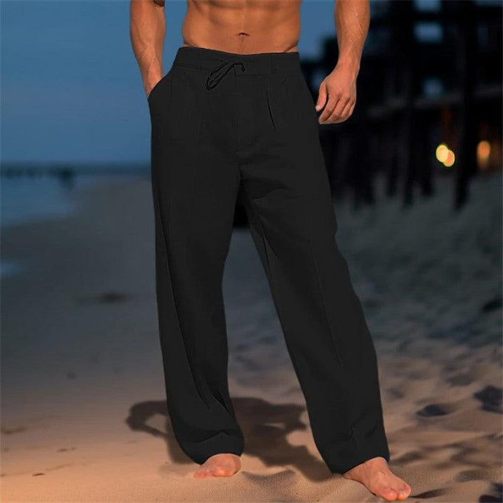 Hose Herren Kordelzug Sommer | Männer Stoffhose Locker | Lockere Hose Falten Vielseitig
