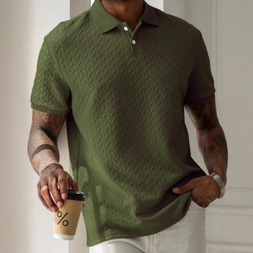 Poloshirt Herren Jacquard Raute | Männer Polo Texturiert | Klassisches Polohemd Einfarbig