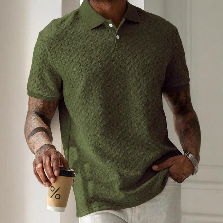 Poloshirt Herren Jacquard Raute | Männer Polo Texturiert | Klassisches Polohemd Einfarbig