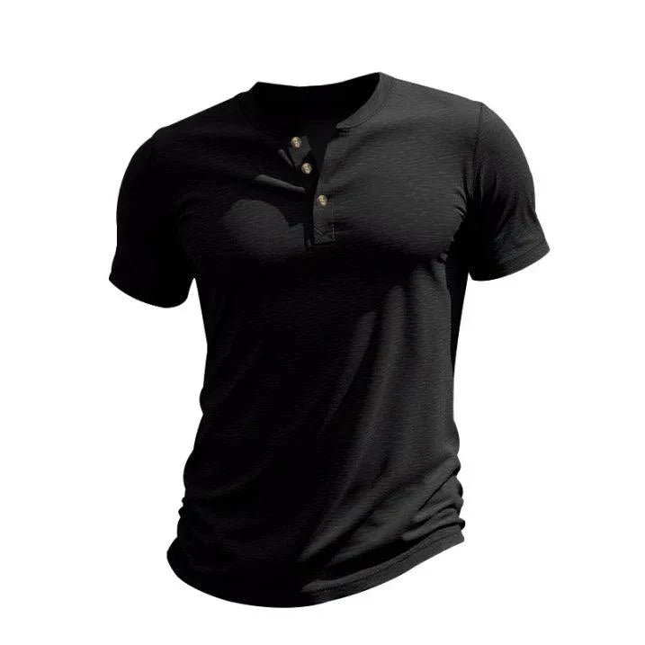 Henley Shirt Herren Kurzarm | Herren Shirt Knopfleiste Baumwolle | Freizeithemd Herren V-Ausschnitt