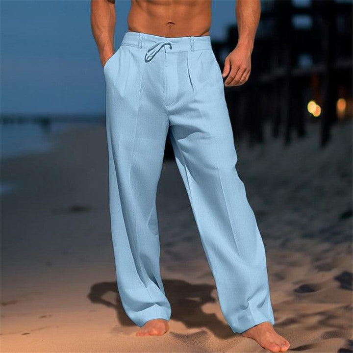 Hose Herren Kordelzug Sommer | Männer Stoffhose Locker | Lockere Hose Falten Vielseitig
