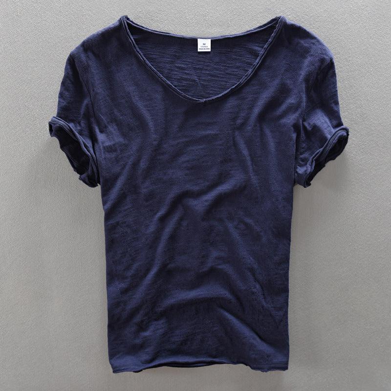 V-Neck T-Shirt Herren | Herren T-Shirt Baumwolle Lässig | Kurzarm Shirt Herren Casual