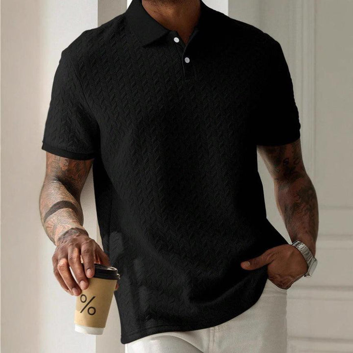 Poloshirt Herren Jacquard Raute | Männer Polo Texturiert | Klassisches Polohemd Einfarbig