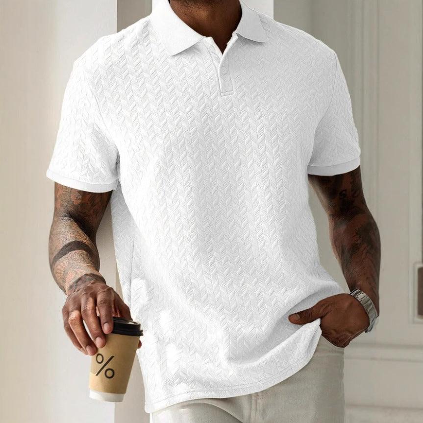 Poloshirt Herren Jacquard Raute | Männer Polo Texturiert | Klassisches Polohemd Einfarbig