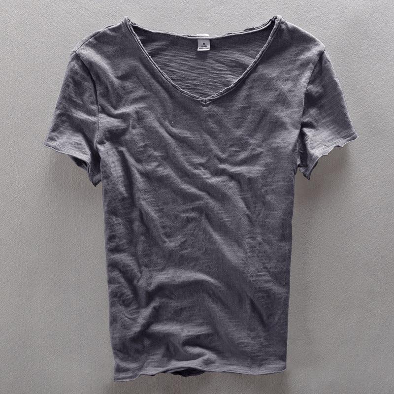 V-Neck T-Shirt Herren | Herren T-Shirt Baumwolle Lässig | Kurzarm Shirt Herren Casual