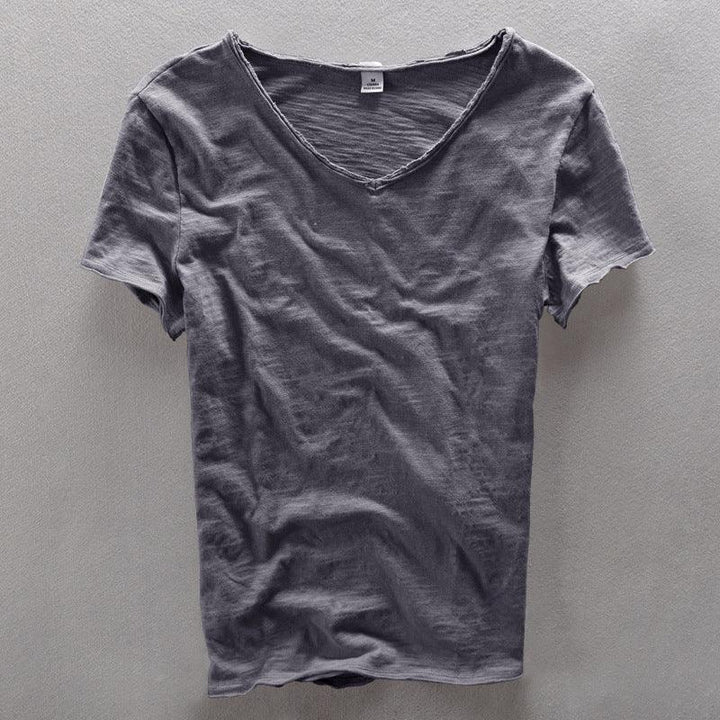 V-Neck T-Shirt Herren | Herren T-Shirt Baumwolle Lässig | Kurzarm Shirt Herren Casual