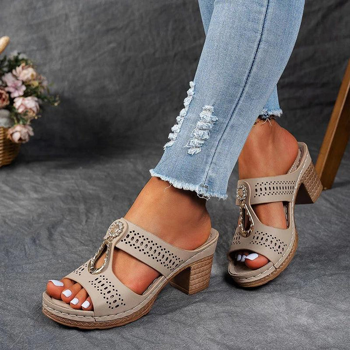 Sandalen Damen Keilabsatz Blau | Riemchen Sandalen Damen Cutout | Plateau Sandalen Damen Sommer