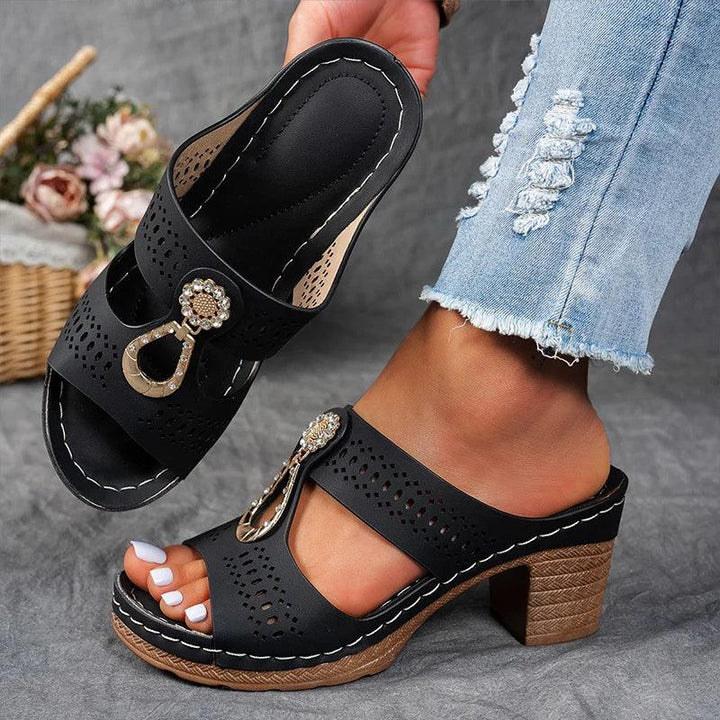 Sandalen Damen Keilabsatz Blau | Riemchen Sandalen Damen Cutout | Plateau Sandalen Damen Sommer