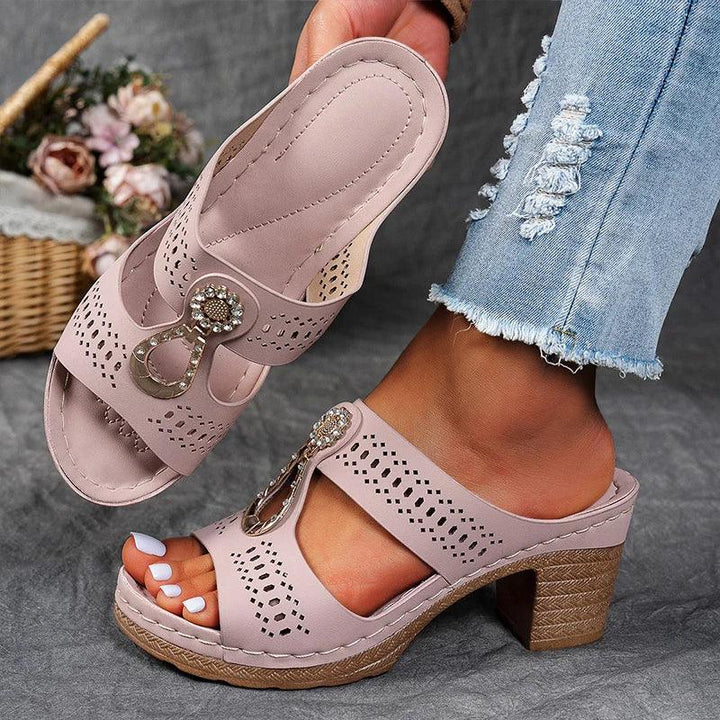 Sandalen Damen Keilabsatz Blau | Riemchen Sandalen Damen Cutout | Plateau Sandalen Damen Sommer