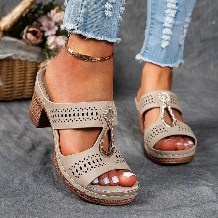 Sandalen Damen Keilabsatz Blau | Riemchen Sandalen Damen Cutout | Plateau Sandalen Damen Sommer