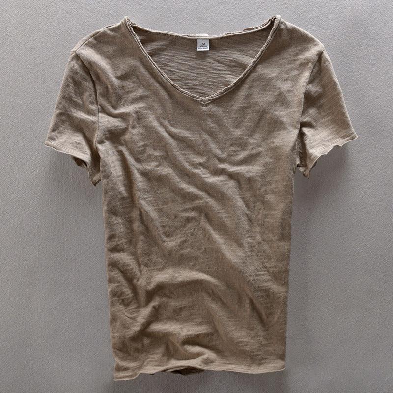 V-Neck T-Shirt Herren | Herren T-Shirt Baumwolle Lässig | Kurzarm Shirt Herren Casual