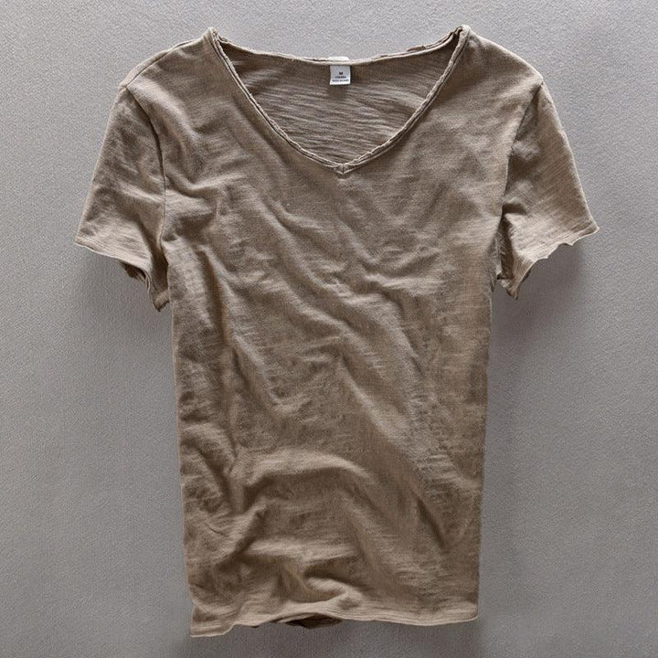 V-Neck T-Shirt Herren | Herren T-Shirt Baumwolle Lässig | Kurzarm Shirt Herren Casual