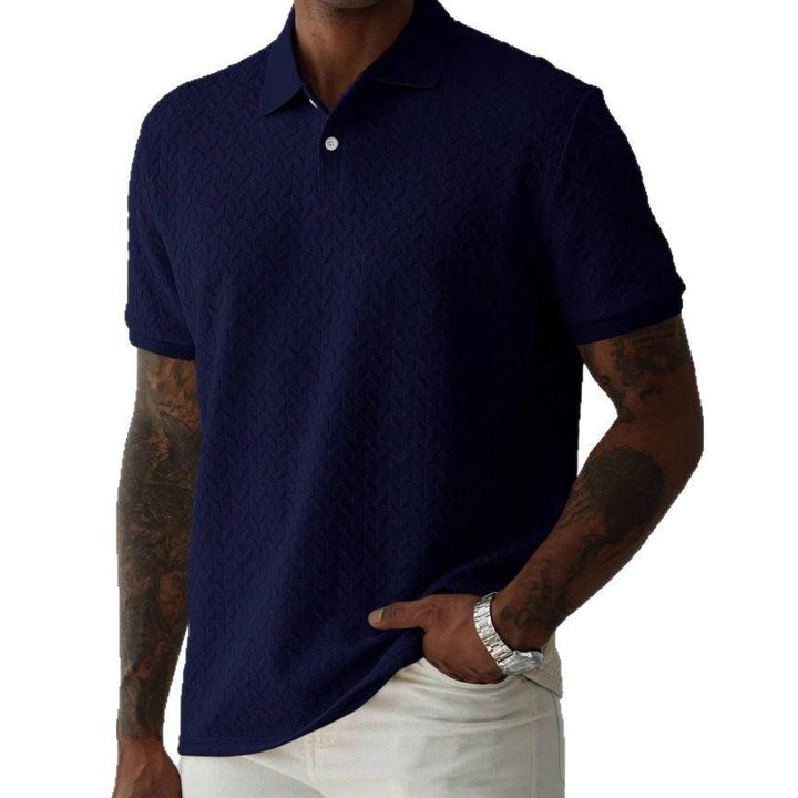Poloshirt Herren Jacquard Raute | Männer Polo Texturiert | Klassisches Polohemd Einfarbig