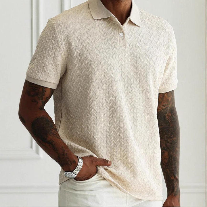 Poloshirt Herren Jacquard Raute | Männer Polo Texturiert | Klassisches Polohemd Einfarbig